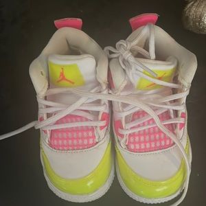 Pink white and yellow color newborn baby Jordan’s